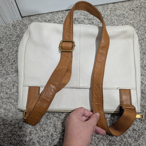 Fossil Corey Cream, Tan & Brown Cross Stitch Large Crossbody Bag - Picture 13 of 13